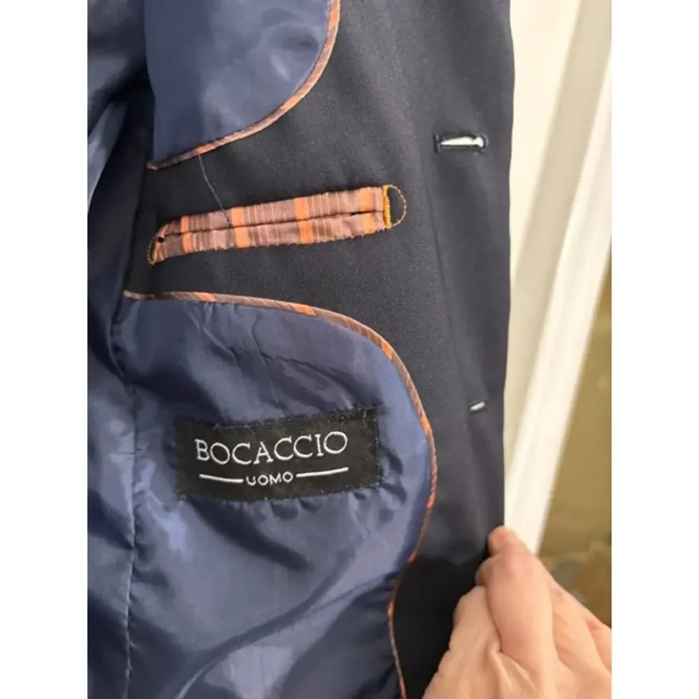 Bocaccio Uomo Boy’s Blazer Sport Coat Navy Blue Size 6 Single Breasted Jacket